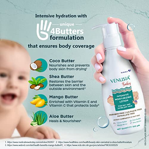 VENUSIA Dr Reddy's Venusia Baby Intensive Moisturizing Lotion for Dry and Ultra Dry Skin Contains Cocoa, Aloe, Mango & Shea Butters, 300g