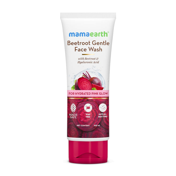 Mamaearth Beetroot Gentle Face Wash&Hyaluronic Acid For Hydrated Pink Glow -100Ml|Gently Cleanses|Hydrates&Soothes Skin|Soap - Free|Non-Irritant|Safe For Skin|Hydrating Gentle Face Wash|Non-Drying