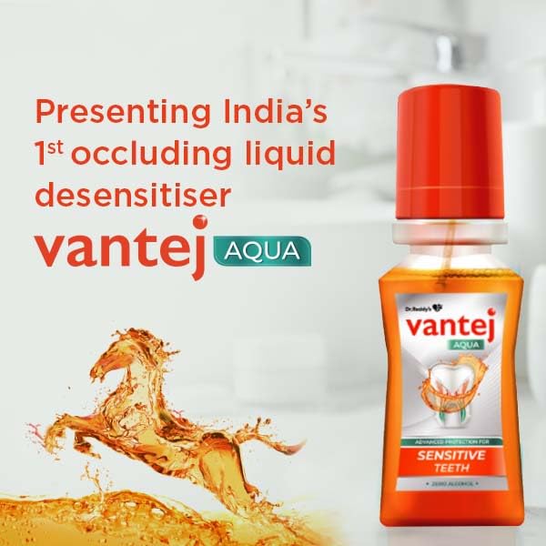 Vantej Dr Reddy's Aqua, Advanced Protection Mouthwash For Sensitive Teeth, Rapid Sensitivity Pain Relief In 3 Days, Zero Alcohol, With Fresh Mint Flavour, 100 Ml