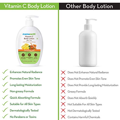 Mamaearth Vitamin C Body Lotion For Women And Men, Body Lotion For Dry Skin - Pack of 2 (400 ml * 2)