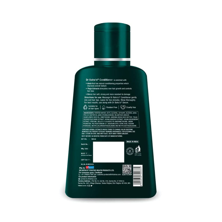 Dr Batra's Hair Conditioner, Composed with rarest & nature's best ingredients, Enriched with Garcinia Indica, Conditioner for frizz control, No harsh chemicals - 100 ml