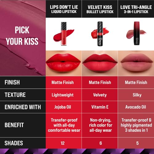 Staze 9To9 Love Tri-Angle 3 In 1 Matte Lipstick |3 Unique Shades In 1 | Transfer-Proof | 12 H Longstay | Non Drying Formula With Intense Color Payoff | 04 Nude Orchid | 3.8 G