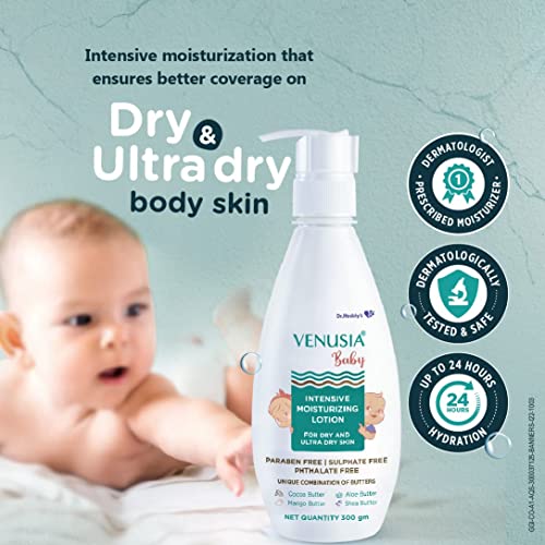 VENUSIA Dr Reddy's Venusia Baby Intensive Moisturizing Lotion for Dry and Ultra Dry Skin Contains Cocoa, Aloe, Mango & Shea Butters, 300g