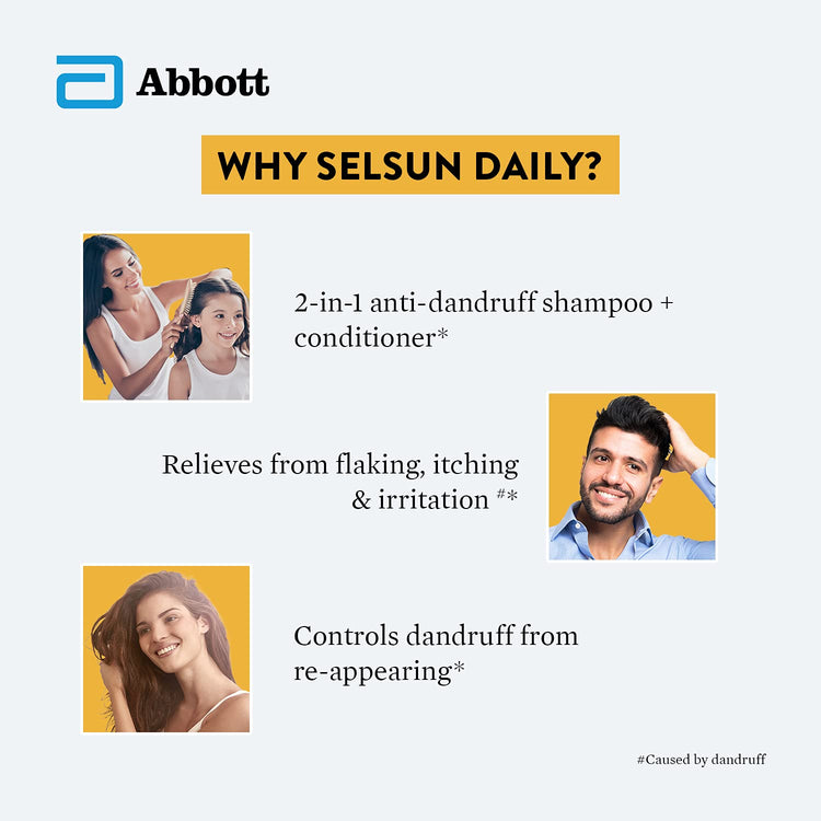 Selsun Daily Anti Dandruff Shampoo, Clears away dandruff flakes, Relieves from dandruff related itching, pH balanced,sulphate free,paraben free, 200ml (200ml)