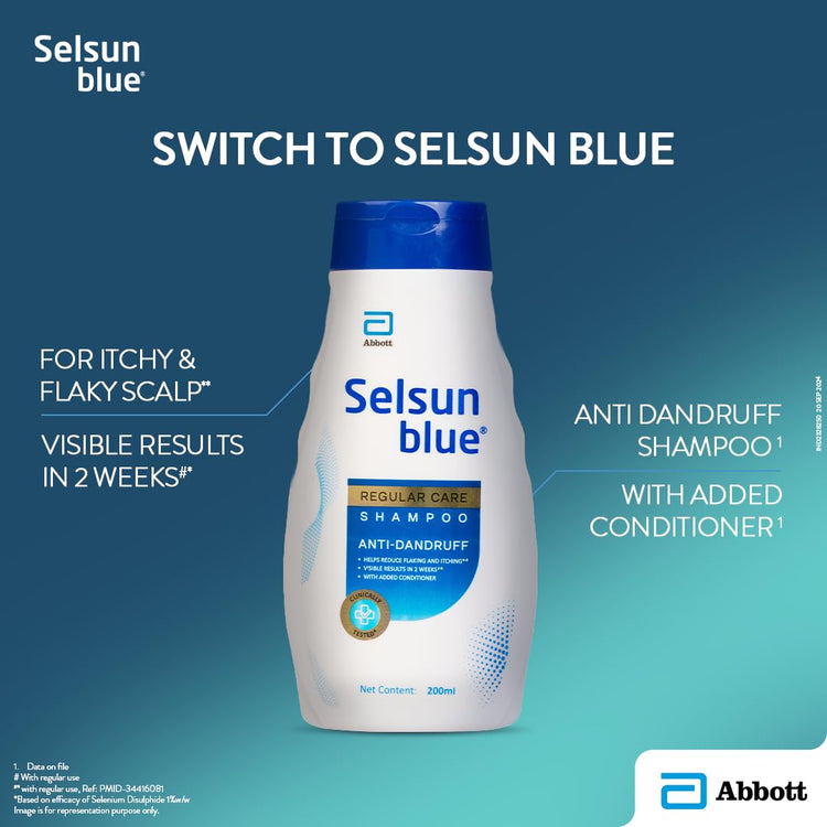 Selsun Blue Regular Care Shampoo, 200 ml, Helps Control Dandruff