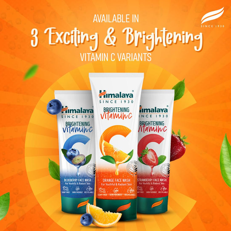 Himalaya Brightening Vitamin C Orange Face Wash | Brightening Face Cleanser | Remove Dull Skin | 100ml (Pack of 2)