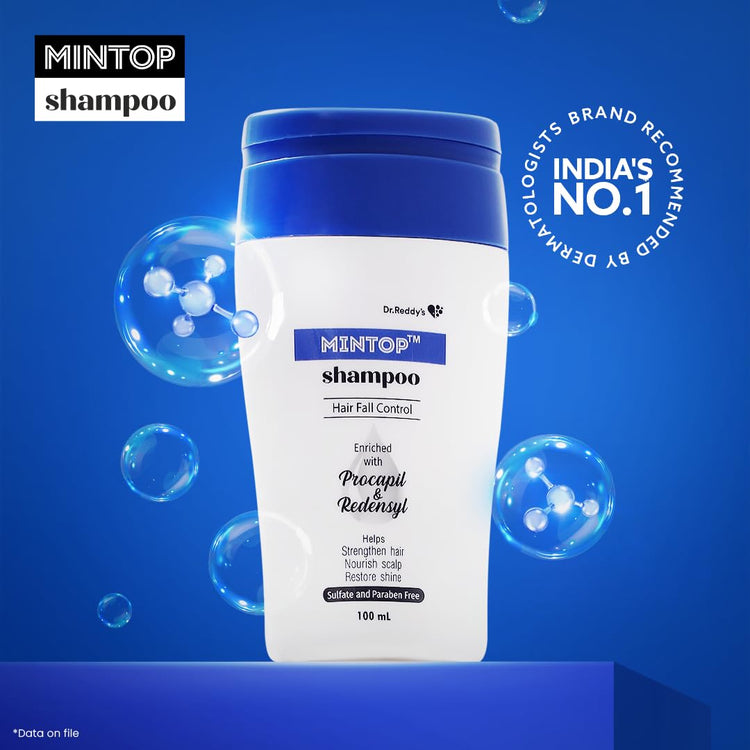 Mintop Shampoo for Hair Fall Control | Fortified with Procapil and Redensyl | Helps increase hair shine softness | Sulphate free | Helps strengthen hair roots 100 ml