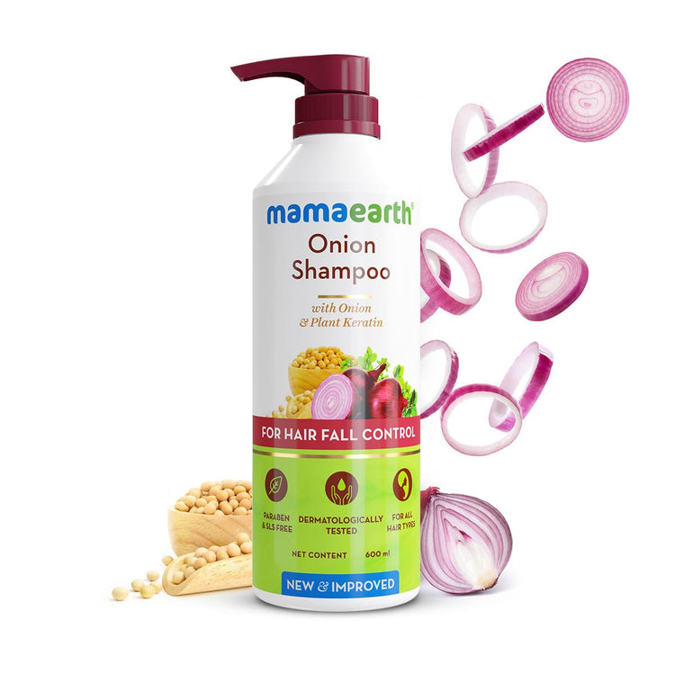 Mamaearth Onion Shampoo for Hair Growth & Hair Fall Control with Onion & Plant Keratin - 600 ml