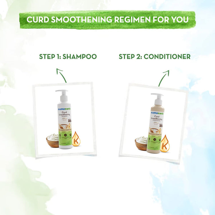 Mamaearth Curd Smoothening Shampoo For Women and Men; with Curd & Keratin for Smooth & Shiny Hair- 250 ml; Nourishes Dry Hair and Controls Frizz