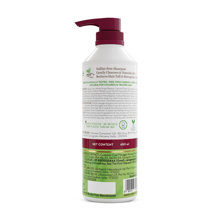 Mamaearth Onion Shampoo for Hair Fall Control & Hair Growth with Onion & Plant Keratin - 650 ml