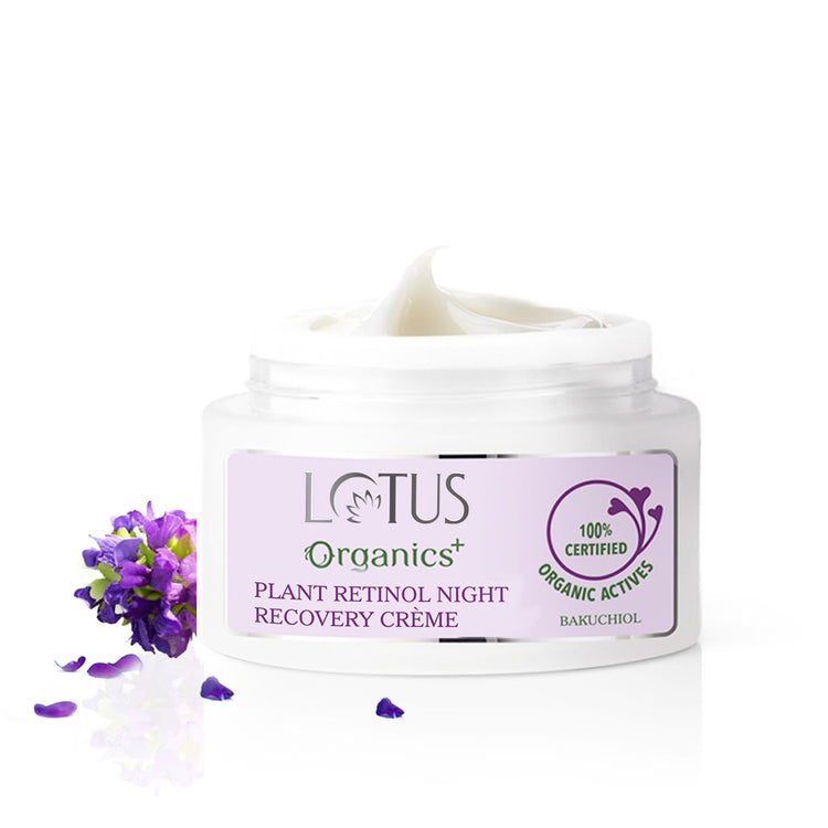 Lotus Organics+ Bakuchiol Plant Retinol Recovery Night Cream | Reduces Fine Lines & Wrinkles | Certified Organic | 50g