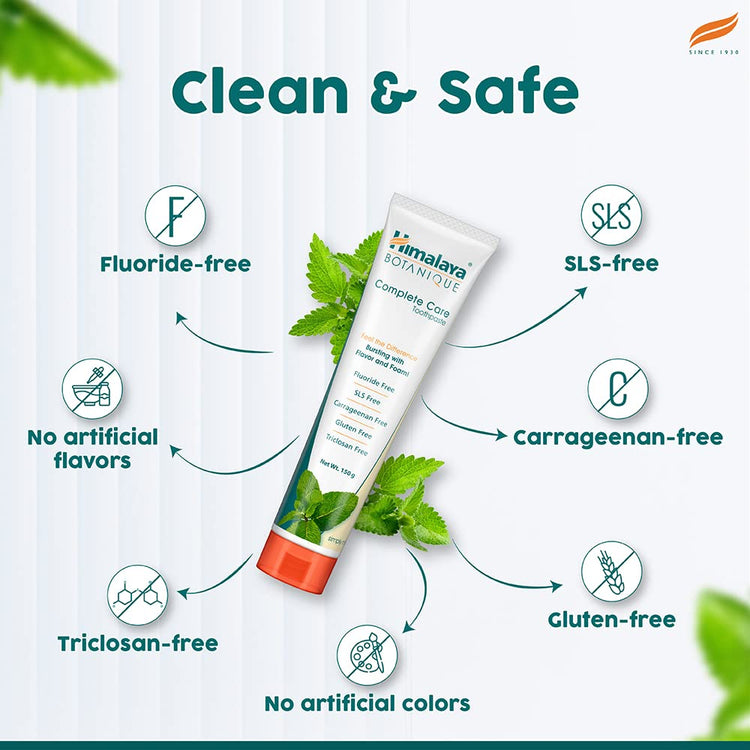 Himalaya Botanique Complete Care Toothpaste - Simply Mint | Free from Fluoride & SLS | For Fresh Breath and Clean Mouth | 150g