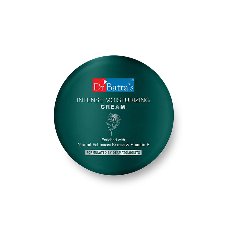 Dr Batra's Intense Moisturizing cream, Enrihced with Echinacea & Vitamin E, Long lasting hydration, Cream for Smooth, Silky & Youthful Skin, Natural glow, Safe to use (100g)