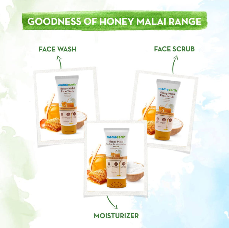 Mamaearth Honey Malai Face Wash with Honey & Malai For Nourishing Glow 100 ml | For all skin types, Best Suits Dry Skin, Combination Skin, Non Drying Gentle Cleanser, No Parabens, No Sulphates