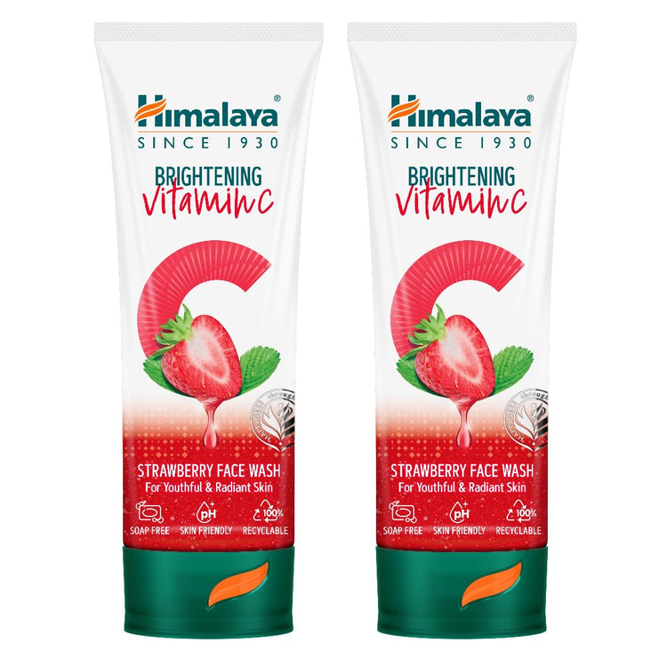 Himalaya Brightening Vitamin C Strawberry Face Wash | Brightening Face Cleanser | Remove Dull Skin | 100ml (Pack of 2)