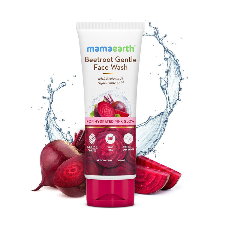 Mamaearth Beetroot Gentle Face Wash&Hyaluronic Acid For Hydrated Pink Glow -100Ml|Gently Cleanses|Hydrates&Soothes Skin|Soap - Free|Non-Irritant|Safe For Skin|Hydrating Gentle Face Wash|Non-Drying