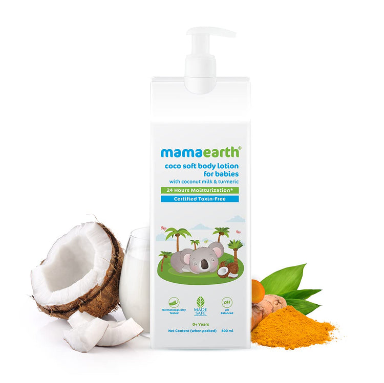 Mamaearth Coco Soft Body Lotion with Coconut Milk & Turmeric, for babies, for 24-Hour Moisturization - 400 ml