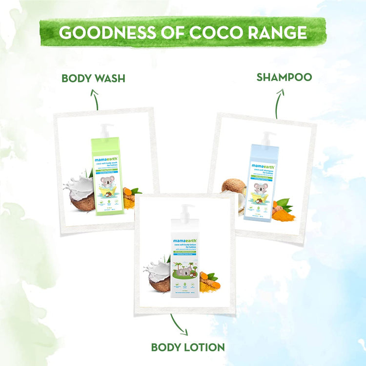 Mamaearth Coco Soft Body Wash For Babies - 400 ml | Infused with Coconut Milk & Turmeric | Tear Free Cleanser, Gently Cleanses Skin & Prevents Infections