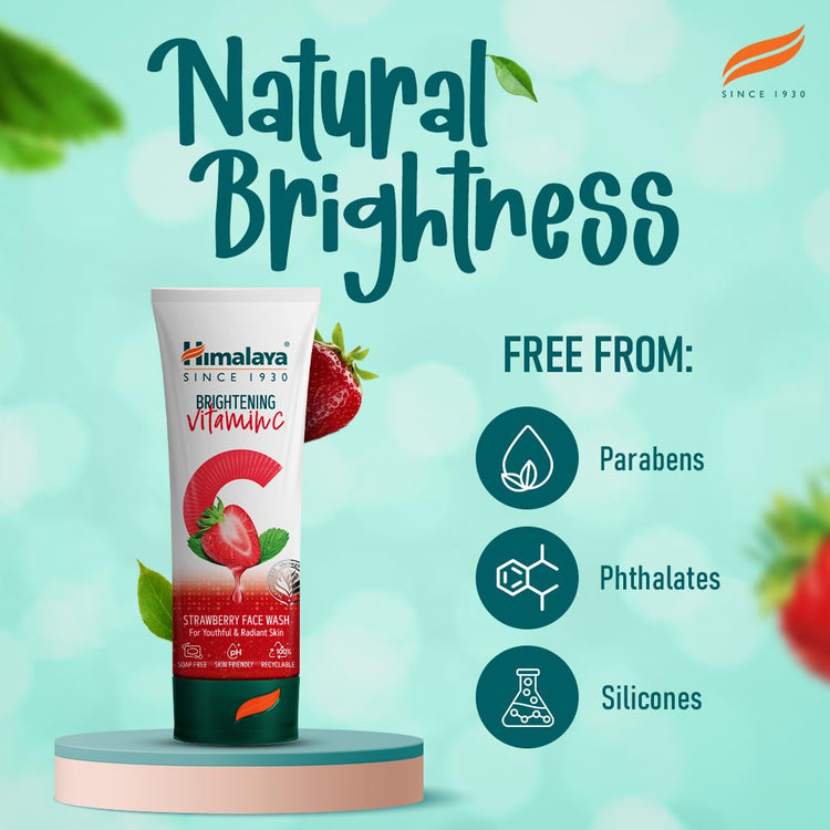 Himalaya Brightening Vitamin C Strawberry Face Wash | Brightening Face Cleanser | Remove Dull Skin | 100ml (Pack of 2)