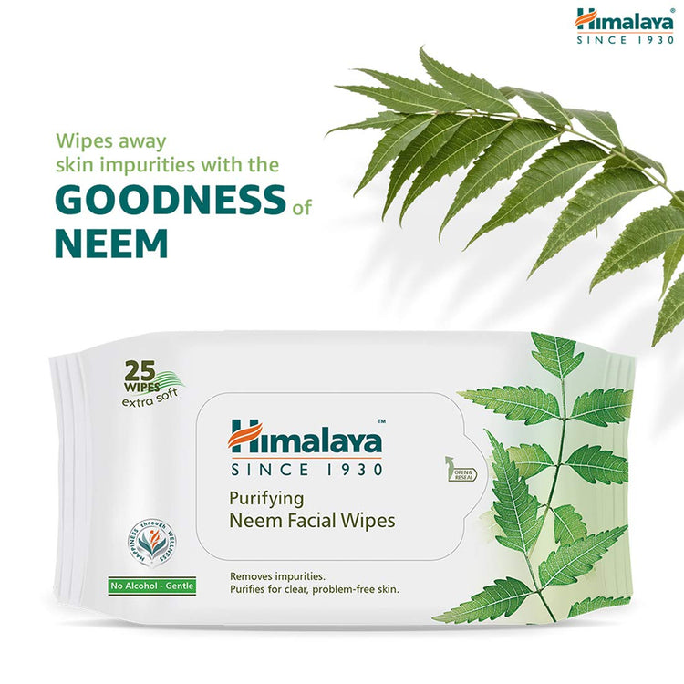 Himalaya Purifying Neem Facial Wipes, 25 Count (Pack Of 2)