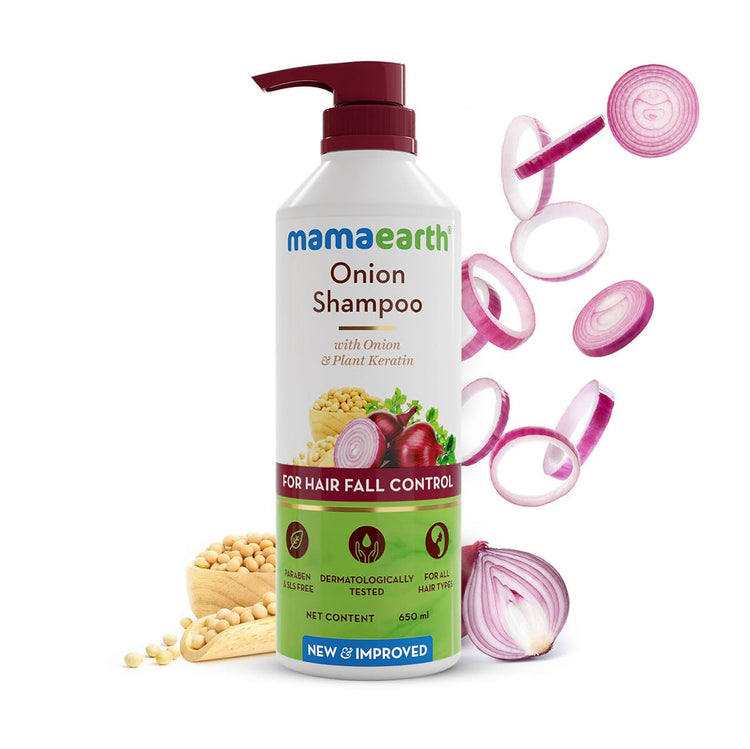 Mamaearth Onion Shampoo for Hair Fall Control & Hair Growth with Onion & Plant Keratin - 650 ml