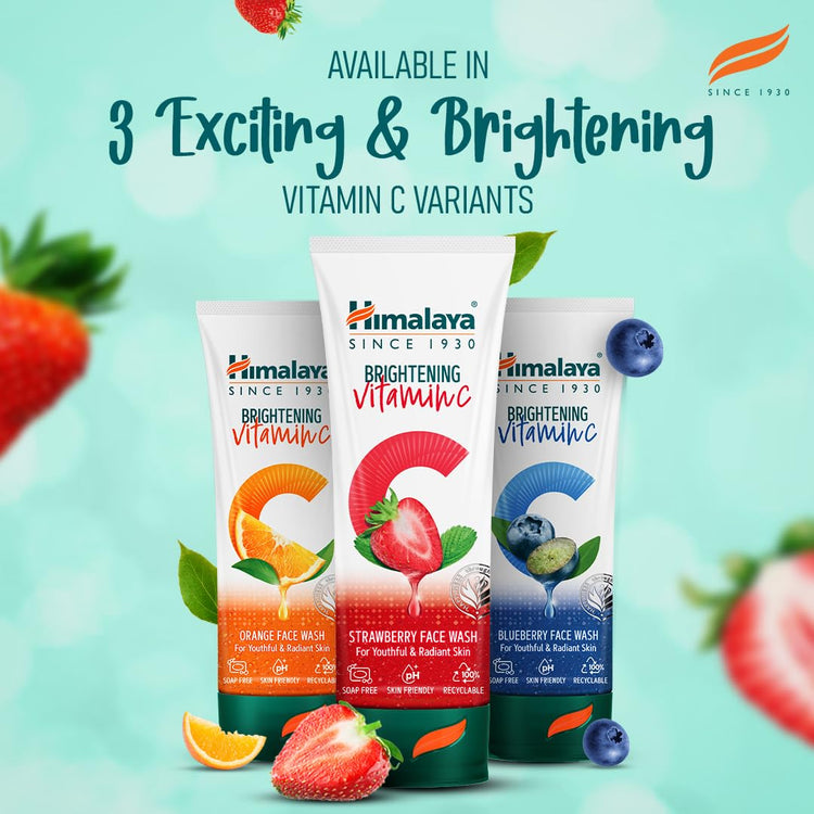 Himalaya Brightening Vitamin C Strawberry Face Wash | Brightening Face Cleanser | Remove Dull Skin | 100ml (Pack of 2)