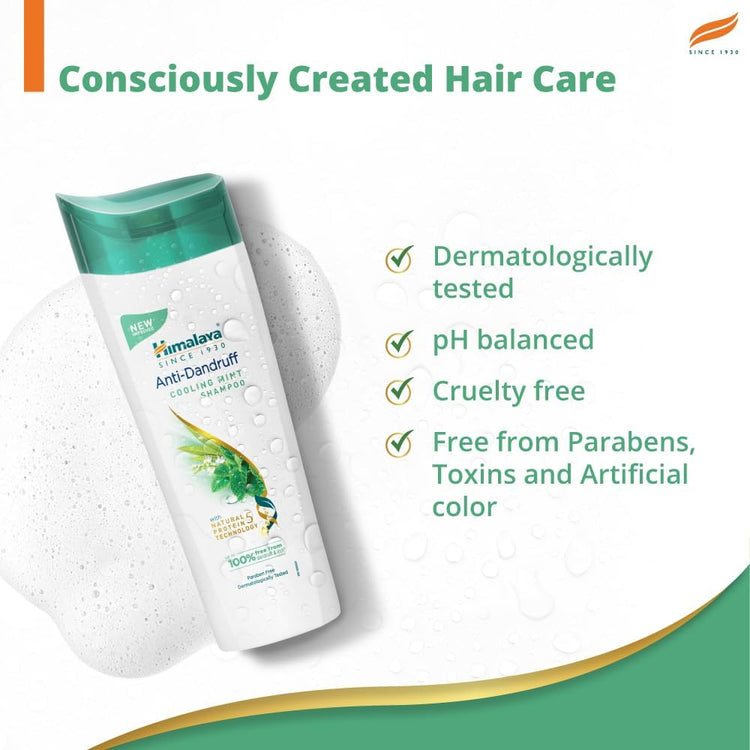 Himalaya Anti-Dandruff Cooling Mint Shampoo, up to 100 relief dandruff and itchy scalp, with Cooling mint and Tea Tree oil ,340ml