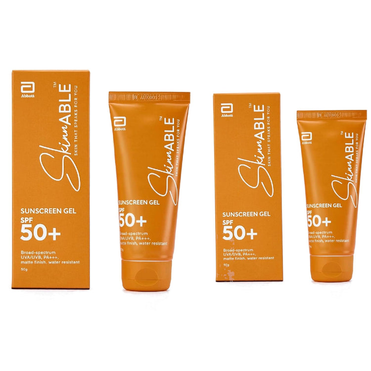 Skinnable Sunscreen Abbott's Skincare For All Skin Type Gel Spf 50+,50G |Broad Spectrum Uva,Uvb Protection,Pa+++|Non Whitening|Water Resistant|Non Comedogenic|Paraben Free|For Women&Men Pack of 2*50g