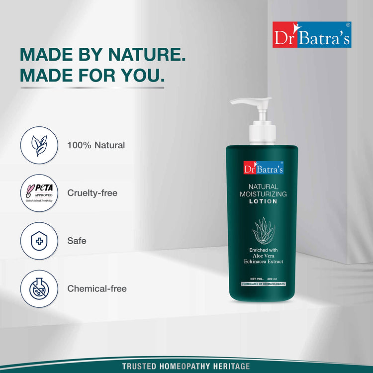 Dr Batra's Moisturized Lotion, Enriched with Aloe Vera & Echinacea, Shield against Dry Skin, Prevents from Skin Problems, SLS & Paraben free (400ml)