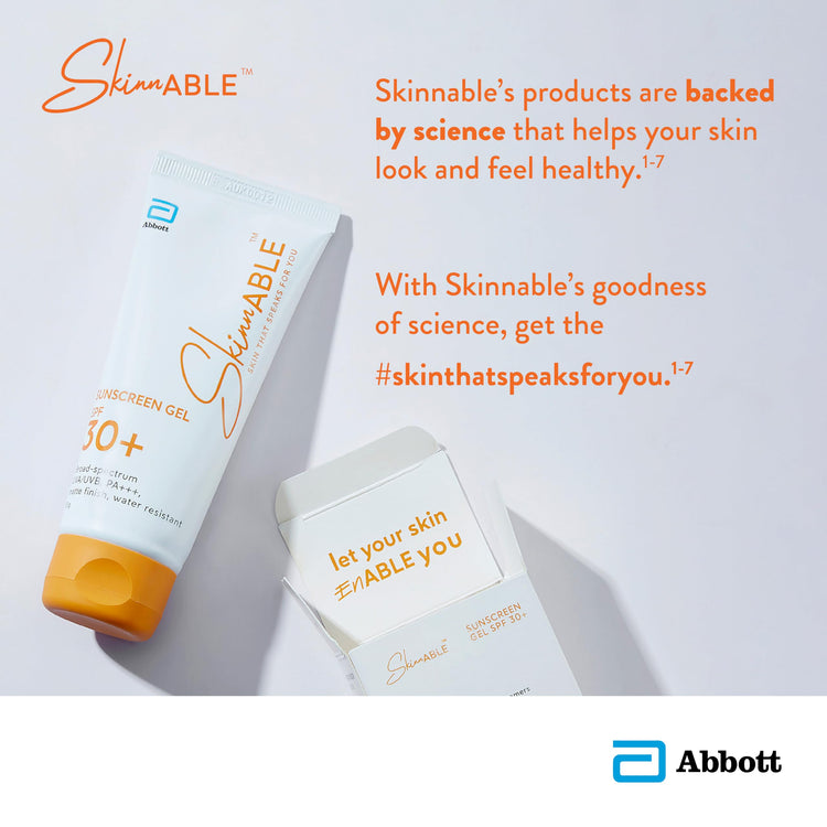 Abbott Skinnable Sunscreen Gel SPF 30+, UVA/UVB Protection, PA+++, Matte Finish, Non Whitening, Water Resistant, Non Comedogenic, sunscreen for oily,dry, combination,sensitive skin For Women & Men 50g