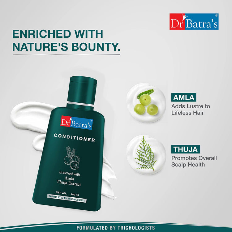 Dr Batra's Hair Conditioner, Composed with rarest & nature's best ingredients, Enriched with Garcinia Indica, Conditioner for frizz control, No harsh chemicals - 100 ml