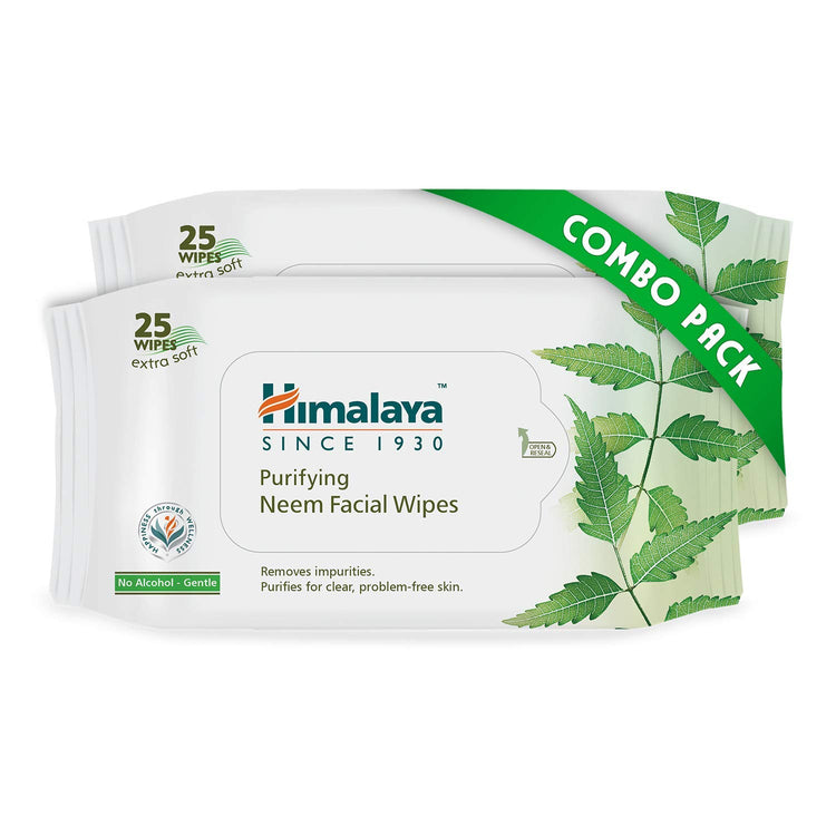 Himalaya Purifying Neem Facial Wipes, 25 Count (Pack Of 2)