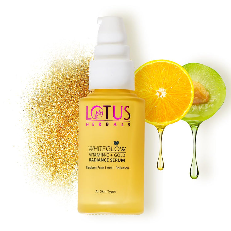 Lotus Herbals WhiteGlow Vitamin C and Gold Radiance Face Serum | Reduces Dark Spots | Enriched with Vitamin C & Gold | | 100x More Vitamin C | Smoothens Skin | Boosts Radiance | Paraben-Free | 30ml