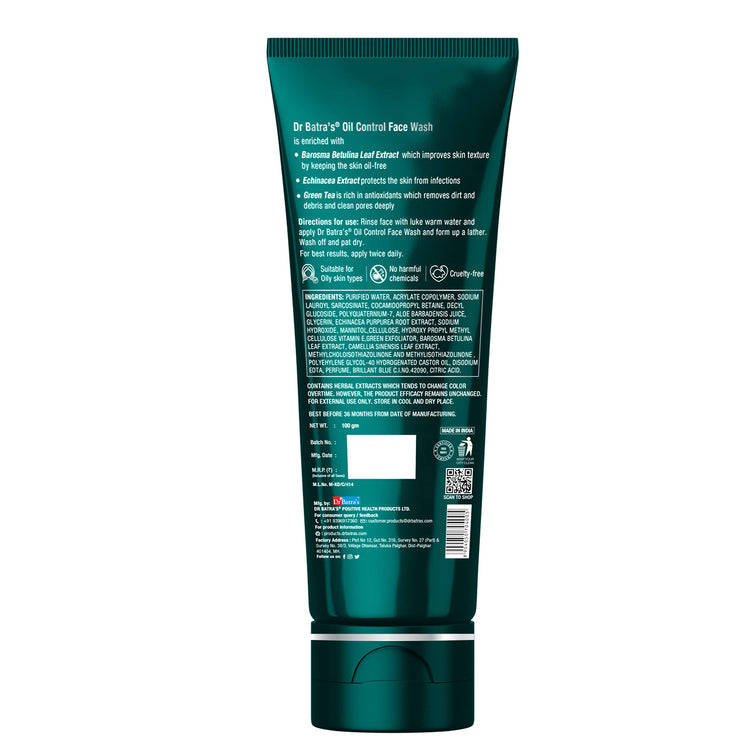 Dr Batra's Oil Control Face Wash Sulphate, Silicone & Soap Free (100g)