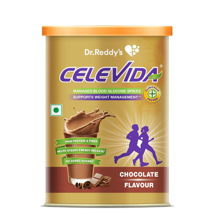 Celevida Protein Powder Drink for Diabetes Management by Dr. Reddy’s | Chocolate Flavour | No Added sugar | Plant based | For Sugar control, Weight Management & Immunity Support | 400gm I Pack of 1