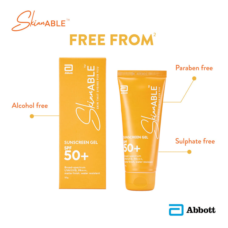 Skinnable Sunscreen Abbott's Skincare For All Skin Type Gel Spf 50+,50G |Broad Spectrum Uva,Uvb Protection,Pa+++|Non Whitening|Water Resistant|Non Comedogenic|Paraben Free|For Women&Men Pack of 2*50g