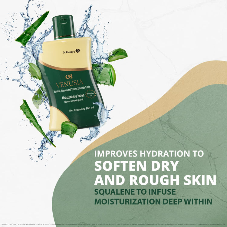 Venusia Dr Reddy'S I Moisturizing Lotion I Enriched With Vitamin E, Aloe Vera & Squalene I Daily Face And Body Lotion I Soothing Itch Relief, Non-Greasy, 100Ml