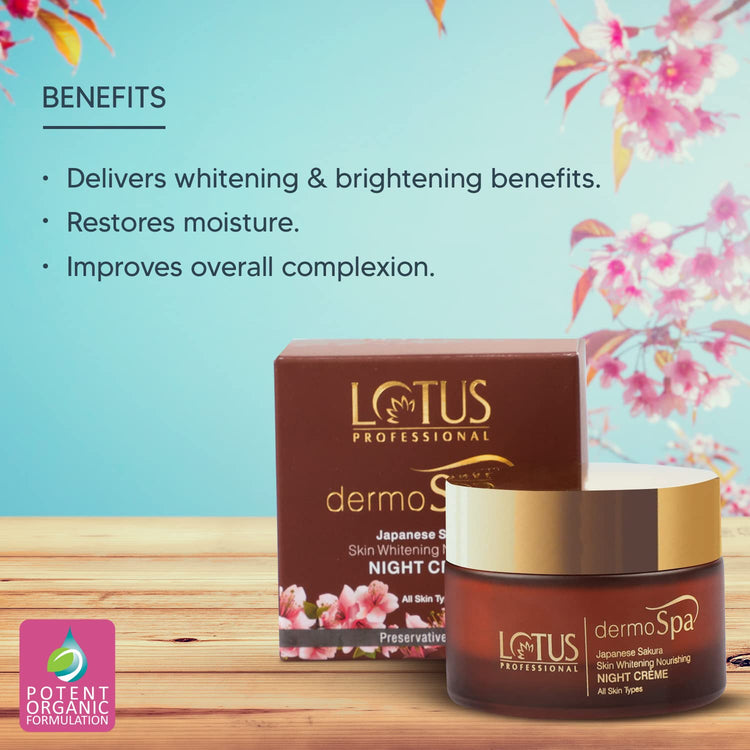 Lotus Professional Dermo Spa Japanese Sakura Skin Whitening and Nourishing Night Cream, 50g