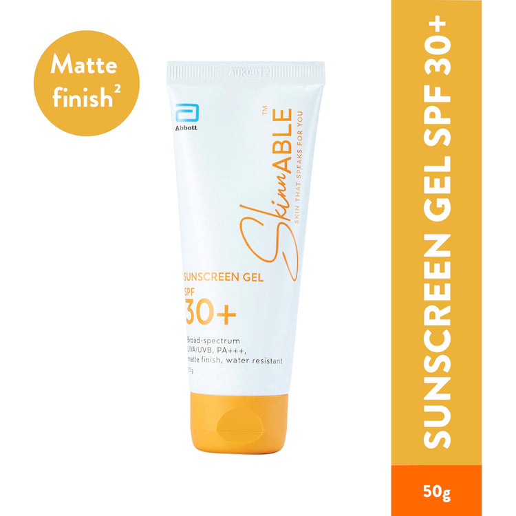 Abbott Skinnable Sunscreen Gel SPF 30+, UVA/UVB Protection, PA+++, Matte Finish, Non Whitening, Water Resistant, Non Comedogenic, sunscreen for oily,dry, combination,sensitive skin For Women & Men 50g