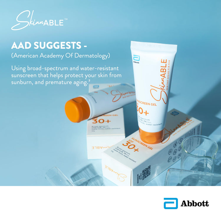 Abbott Skinnable Sunscreen Gel SPF 30+, UVA/UVB Protection, PA+++, Matte Finish, Non Whitening, Water Resistant, Non Comedogenic, sunscreen for oily,dry, combination,sensitive skin For Women & Men 50g