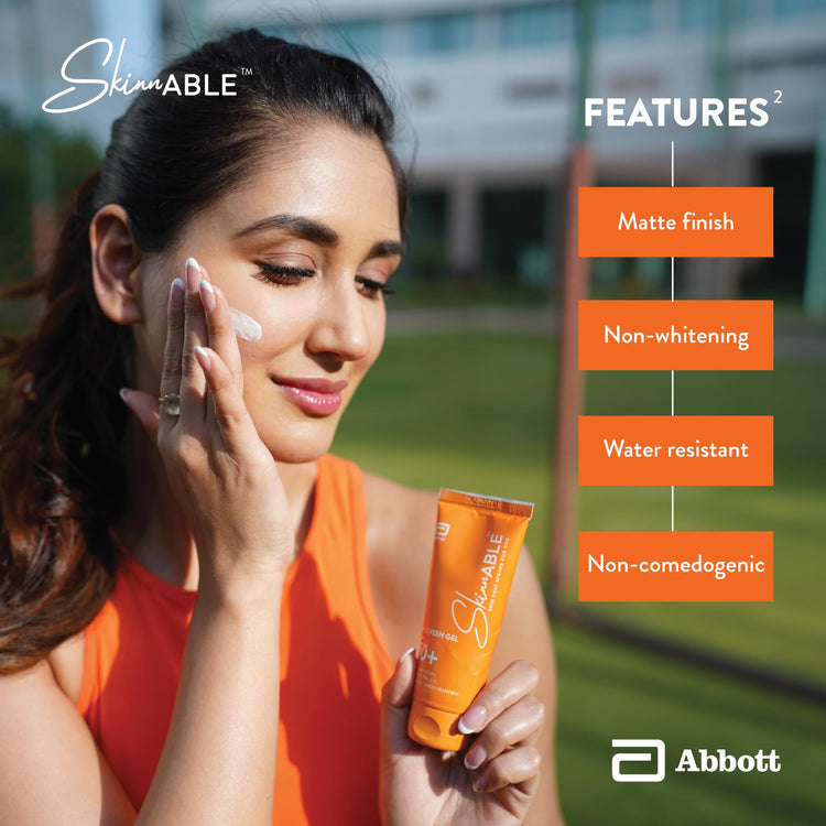 Skinnable Sunscreen For All Skin Type Gel Spf 50+,50 G|Abbott's Skincare|Broad Spectrum Uva,Uvb Protection,Pa+++|Matte Finish|Non Whitening|Water Resistant|Non Comedogenic|Paraben Free|For Women&Men