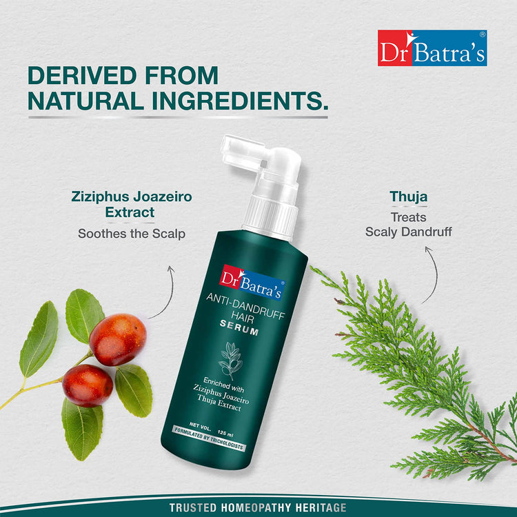 Dr Batra's Anti-Dandruff Hair Serum Enriched with Natural Extract & Thuja for Dandruff Free & Healthy Scalp, Best anti-dandruff serum, Paraben, SLES, and Sulphate free (125 ml)