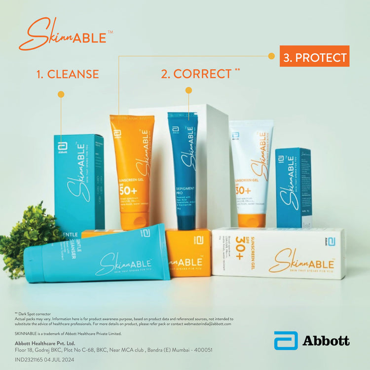 Skinnable Sunscreen Abbott's Skincare For All Skin Type Gel Spf 50+,50G |Broad Spectrum Uva,Uvb Protection,Pa+++|Non Whitening|Water Resistant|Non Comedogenic|Paraben Free|For Women&Men Pack of 2*50g