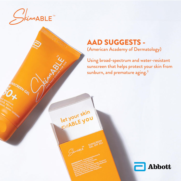 Skinnable Sunscreen For All Skin Type Gel Spf 50+,50 G|Abbott's Skincare|Broad Spectrum Uva,Uvb Protection,Pa+++|Matte Finish|Non Whitening|Water Resistant|Non Comedogenic|Paraben Free|For Women&Men