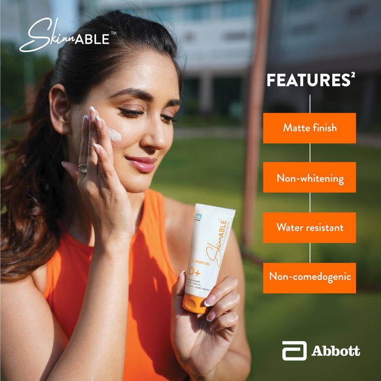 Abbott Skinnable Sunscreen Gel SPF 30+, UVA/UVB Protection, PA+++, Matte Finish, Non Whitening, Water Resistant, Non Comedogenic, sunscreen for oily,dry, combination,sensitive skin For Women & Men 50g