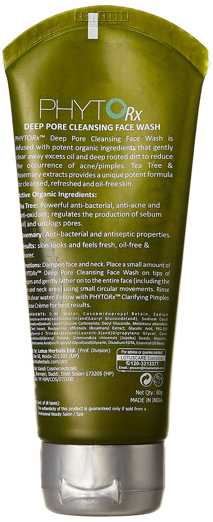 Lotus Professional Phyto Rx Deep Pore Cleansing Face Wash, 80g, Transparent