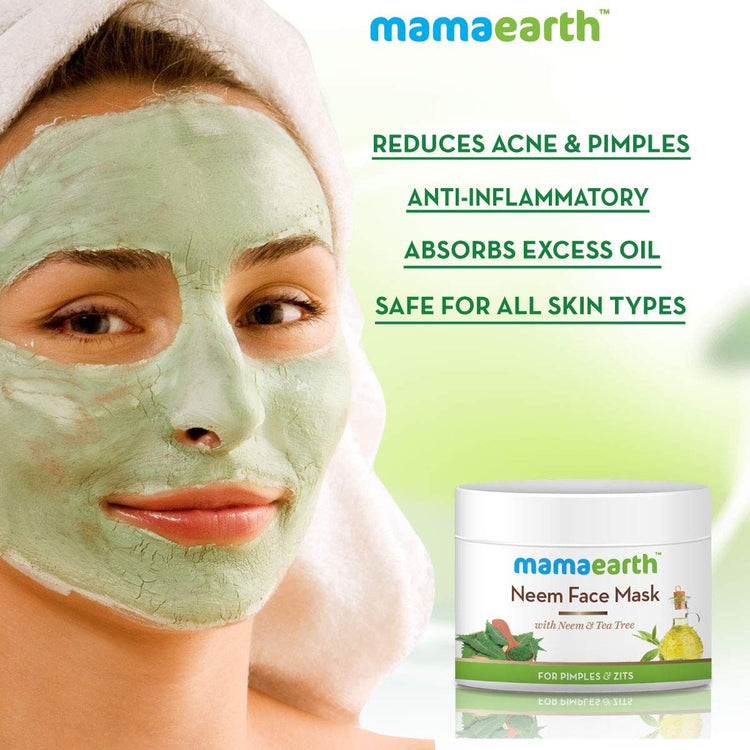 Neem Face Mask with Neem and Tea Tree for Pimples and Zits, 100 ml