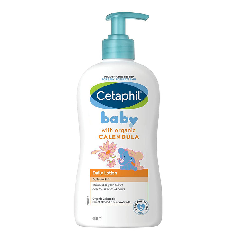 Cetaphil Baby Daily Moisturizing Lotion 400ml with Organic Calendula for Face & Body, Moisturizer for Kids