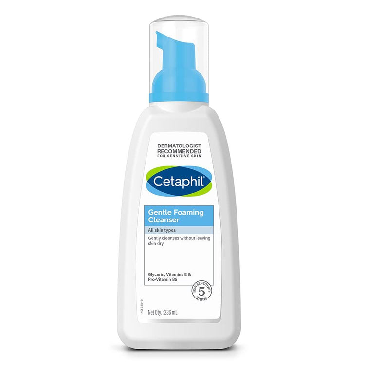 Face Wash by Cetaphil,Gentle Foaming Cleanser for All Skin Types - 236 ml| Foaming Face Wash with Vitamin E, B5