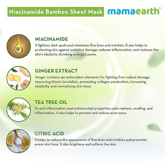 Mamaearth BT Niacinamide Bamboo Sheet Mask 25g